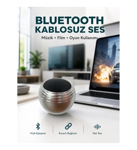 Mey İthalat® Taşınabilir Bluetooth Hoparlör Yüksek Ses Kaliteli Mini Tasarım Yeni Nesil