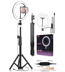 10 inç LED ring light seti, tripod ve makyaj ışığı, 5500K, selfie ve video için
