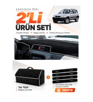 e-biz HONDA CR-V (1996-2001) Uyumlu Torpido Örtüsü + Tay Tüyü Bagaj Çantası Seti - Siyah-Gri - HO013