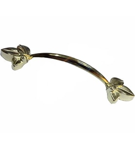 Dekoratif Zamak Yaprak Kulp - 96mm, Sarı, 1 Adet