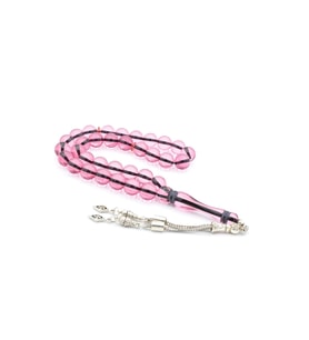 Küre Kesim Kokulu Pembe Toz Kehribar Tesbih 10 Mm