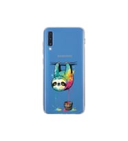 Samsung Galaxy A70S ile Uyumlu Splash Tembel Hayvan Tasarımlı Şeffaf Silikon Kılıf