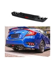 Honda Civic Uyumlu Fc5 Turbo Difüzör 2017 Arka Tampon Eki Siyah