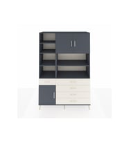 Hyperion Dolap 9 Raflı 5 Çekmeceli 3 Kapaklı 132x44x195 Antrasit-Antrasit/Aytaşı