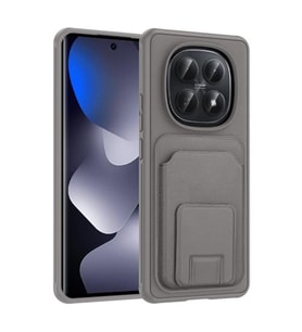 Coverzone Xiaomi Redmi Note 15 4G ile Uyumlu K?l?f Z-Bikart Kart B�lmeli Standl? Kilif, Deri Dokulu Y�zey, Darbe Emici Kenar Koruma, Arka Kapak Tasar?m? Xiaomi Redmi Note 15 4G kilif Gri