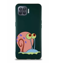 Oppo Reno 4 Lite Soft Premier Kapak Salyangoz Gary Tasarımlı Silikon Kılıf - Yeşil (Şeffaf)