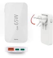 USB C şarj cihazı (hızlı şarj cihazı 65 Watt, priz için şarj fişi 2 x USB-C, 1 x USB-A, cep telefonu, dizüstü bilgisayar, tablet için, Power Delivery destekler, GaN teknolojili çoklu USB şarj
