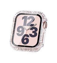 Apple Watch 7 45mm Uyumlu Zore Watch Gard 24 Kenarları Taşlı Sert PC Kasa Ve Ekran Koruyucu (Renksiz)