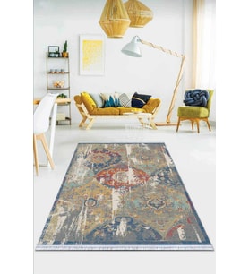 Çok Renkli Modern Dokuma Pamuk Taban Kaymaz Kilim KLM064