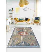 Çok Renkli Modern Dokuma Pamuk Taban Kaymaz Kilim KLM064