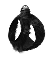 Üç Kilitli Peluş Kedi Köpek Göğüs Tasması 20-24 cm XXX-Small Siyah
