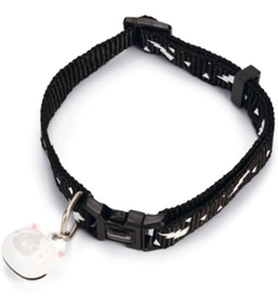 Kedi Boyun Tasması, Zilli, Siyah, 20-30cm