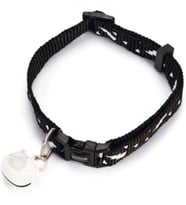 Kedi Boyun Tasması, Zilli, Siyah, 20-30cm