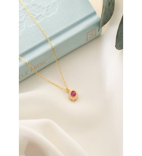 925 Ayar Gümüş Temmuz Ayı Doğum Taşı ( Ruby ) Kolye