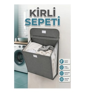 Duvara Asılan Katlanabilir Çamaşır Sepeti Banyo ve Çamaşır Odası Düzenleyici