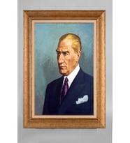 Altın Varaklı Paspartulu Çerçeveli Atatürk Tablo nt610