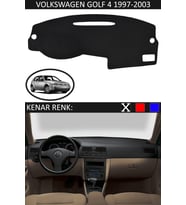 Volkswagen Golf 4 1997-2003 İçin Uygun Torpido Koruma Halısı Siyah Kenar Renk Siyah