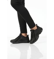 Walkway Bej Fileli Hafif Esnek Hafızalı Taban Unisex Spor Ayakkabı Ruth G (Siyah-Siyah)