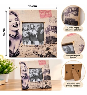 Mey İthalat® Marilyn Monroe Tasarım Ahşap Resim Fotoğraf Çerçevesi