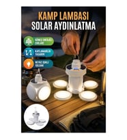 Katlanabilir 5 Kanatlı Solar Kamp Lambası Beyaz Işık Su Geçirmez Taşınabilir Aydınlatma