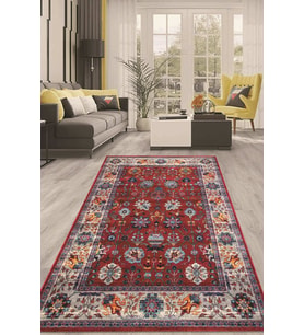 Dijital Kaymaz Taban Yıkanabilir Modern Renkli Salon Halısı Mutfak Halısı Yolluk ND-HT-1474 (Bordo)