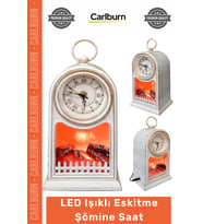#Saat Vintage Dekoratif Masa Saati Nostaljik Analog Alev Efektli LED Işıklı Eskitme Şömine Saat