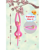 Milja Peluş Maymun, 70 Cm, Elleri Yapışabilen (Pembe)