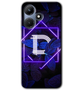 İnfinix Hot 30i Kılıf HD Desen Baskılı Kılıf - Dark Neon Yaprak D Harfi
