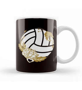 Volleyball Ball Sports Flower Team Coach Beach Volleyball Kupa Bardak Porselen