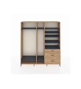 Hyperion Dolap 9 Raflı 3 Çekmeceli 3 Askılı 220x44x243 Çam-Antrasit/Çam