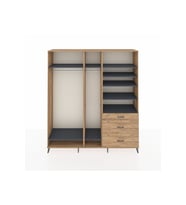 Hyperion Dolap 9 Raflı 3 Çekmeceli 3 Askılı 220x44x243 Çam-Antrasit/Çam