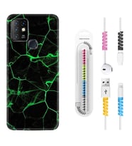 INFINIX Hot 8 9 10 11S Hot 10 Play 10T Kılıf Kablo Koruma Spiral Silikon Yeşil Şerit Mermer 1320