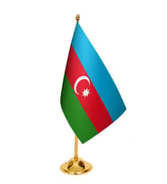 Masa Üstü Azerbaycan Bayrağı + Pirinç Direk Masa Bayrak Seti