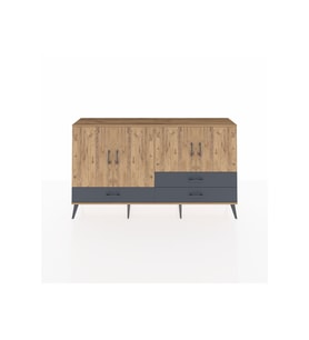 Arges Konsol 5 Raflı 3 Çekmeceli 4 Kapaklı 176x30x99 Çam-Çam/Antrasit