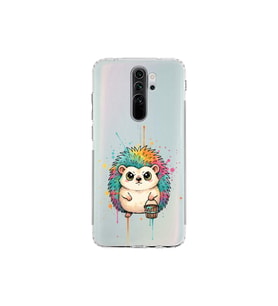 Redmi Note 8 Pro ile Uyumlu Splash Kirpi Tasarımlı Şeffaf Silikon Kılıf