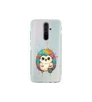 Redmi Note 8 Pro ile Uyumlu Splash Kirpi Tasarımlı Şeffaf Silikon Kılıf