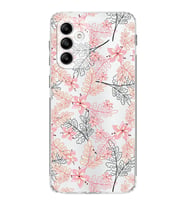 Samsung Galaxy M13  Kamera korumalı Kapak Floral Kırmızı Tasarımlı  Şeffaf Kılıf