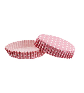 Cupcake Kalıbı Pet Kapsül Oval Model Kek Kalıbı (100 Adet) F11  Puantiyeli Pembe