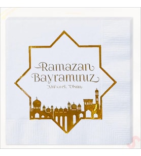Ramazan Bayramı Altın Baskılı Peçete - 16 Adet