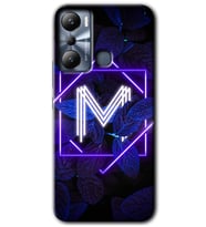 İnfinix Hot 20i Kılıf HD Desen Baskılı Kılıf - Dark Neon Yaprak M Harfi
