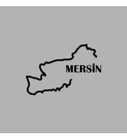 Mersin Harita Araba Sticker siyah 17x12 CM (Beyaz)