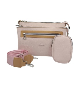 SİA ÇANTA Şık ve Kullanışlı Kabartma Yazı Baskılı Şık Kullanışlı Saglam Orijinal Just&Polo Omuz Çanta Modeli (Pembe)