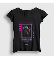 Presmono Kadın Siyah Obsession Art Sanat T-Shirt 449348tt