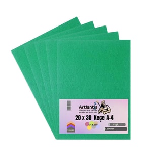 Yeşil Keçe A4 2 mm 20x30 cm 5 li 1 Paket Okul Kreş Etkinlik