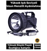 Premium 2 Modlu 1000 Lümen Güçlü Beyaz Aydınlatma 20W Şarj Edilebilir Profesyonel Portatif El Feneri