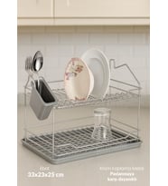 Mini Boy Bulaşıklık Tezgah Üstü Tabaklık BPA FREE Bulaşık Sepeti Krom 23x33x25