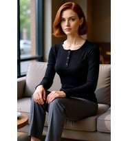 Kadın Fitted Vücuda Oturan Esnek Örme Bluz Havuz Yaka Standart Kol Çıtçıt Detaylı Kışlık Casual
