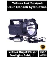 Premium 2 Modlu 1500 Lümen 500 Metre Menzilli Şarjlı Askılı Profesyonel 30 W Gücünde Avcı Feneri