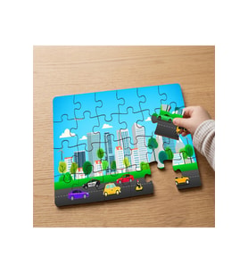Yüksek Binalar - Şehir Trafiği Tasarımlı 24 Parça Ahşap Çocuk Puzzle MPK0844