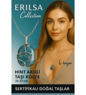 Sertifikalı Gümüş Tel Sargılı Doğal Hint Akik Taşı Kolye – 25-30 mm Huzur ve Denge Taşı (Çok Renkli)